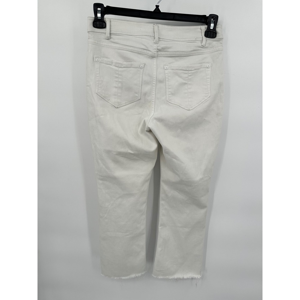 J.Jill Denim Off White Cropped Flare Jeans Frayed Hem Comfort Casual Style - Picture 2 of 7